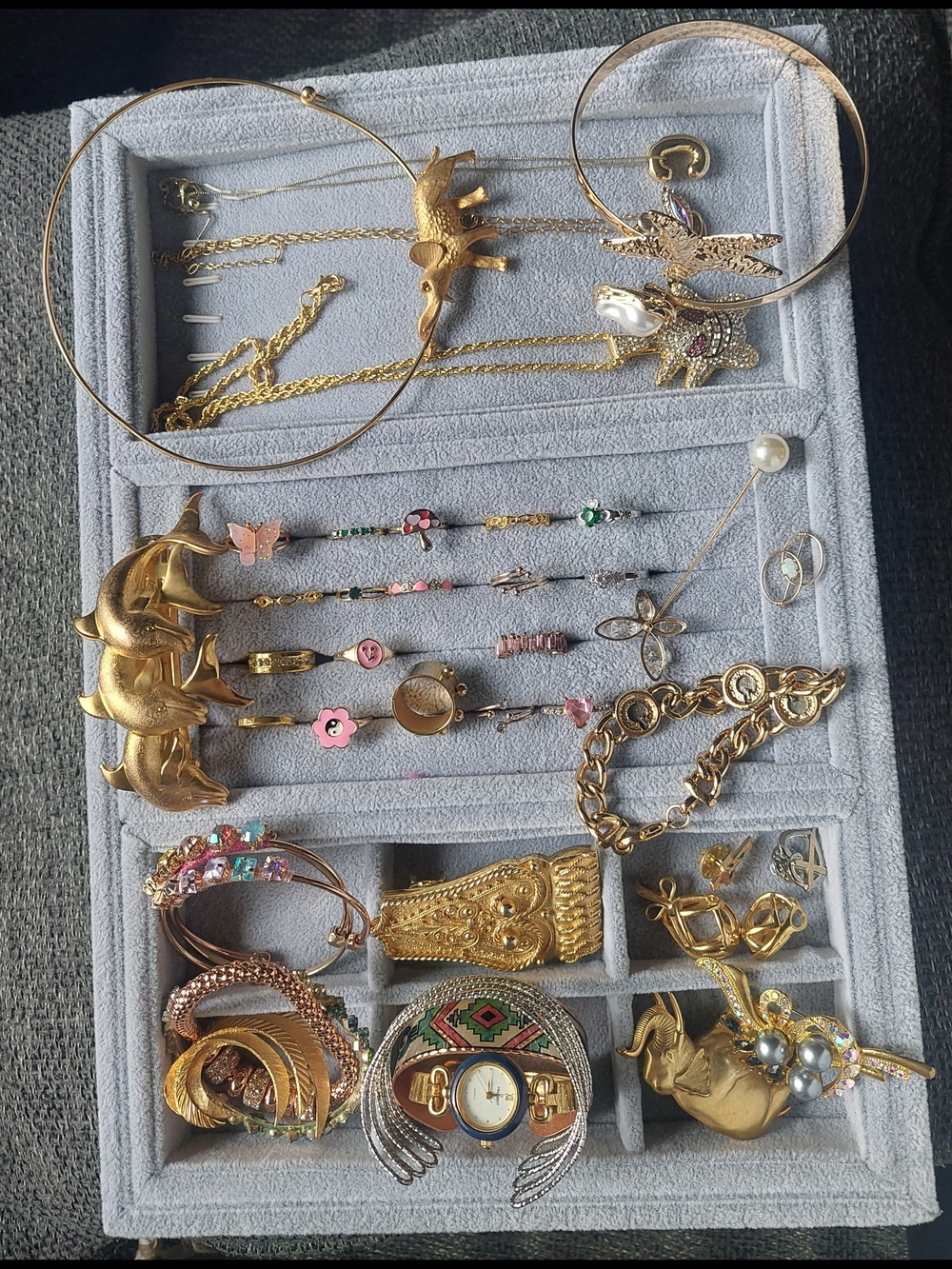 Fashion Jewelry Gold-Tone Mixed Bracelet & Charm Set